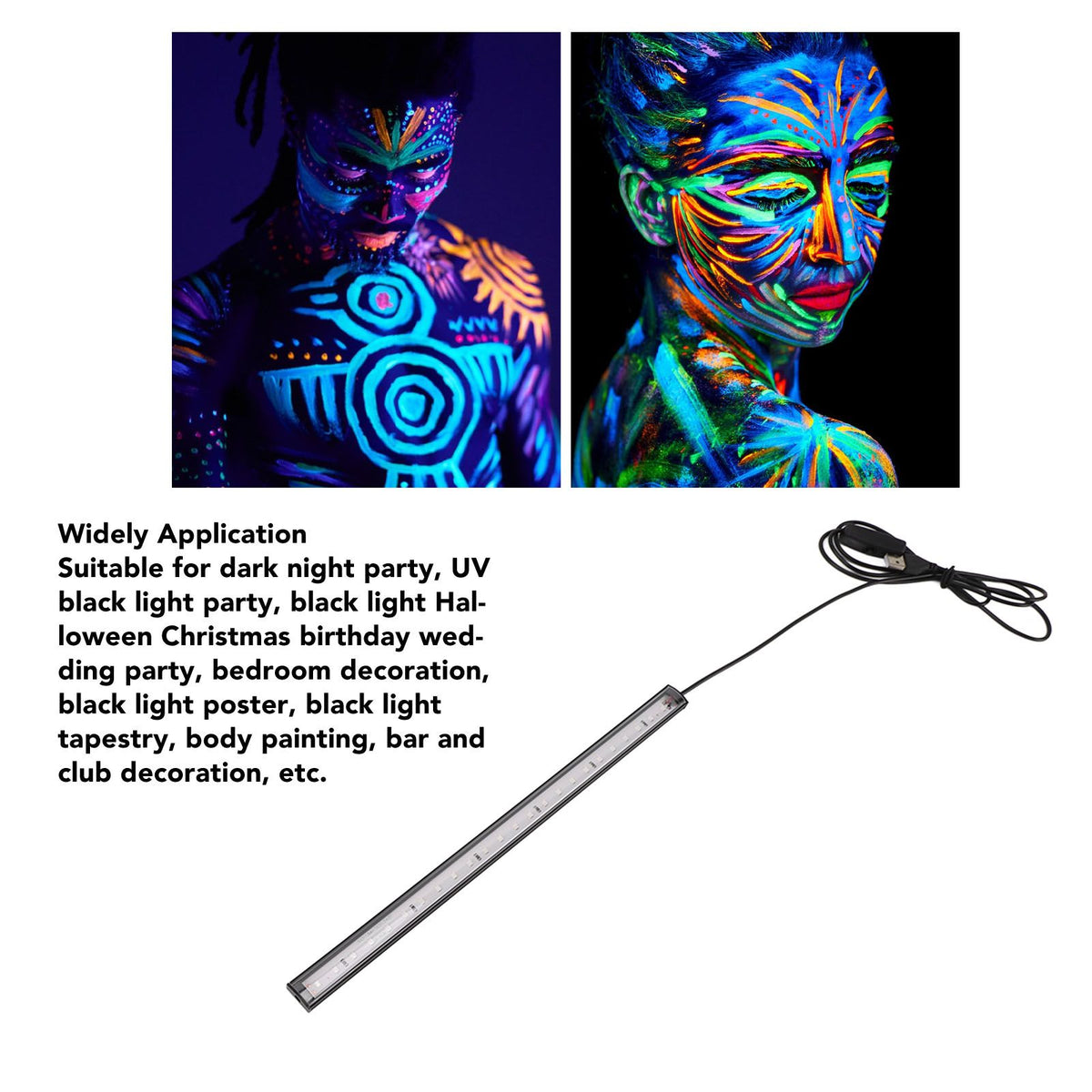 LED Black Light Bar USB Multifunctional Black Light Strip Tube UV Blacklight Strip Light for Party Bedroom 5V