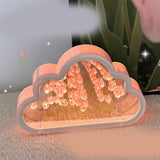 Tulip Cloud Mirror Night Lights 20 Pink Flowers Plastic Built in Batteries DIY Cloud Mirror Tulip Lamp for Birthday Valentine's Day