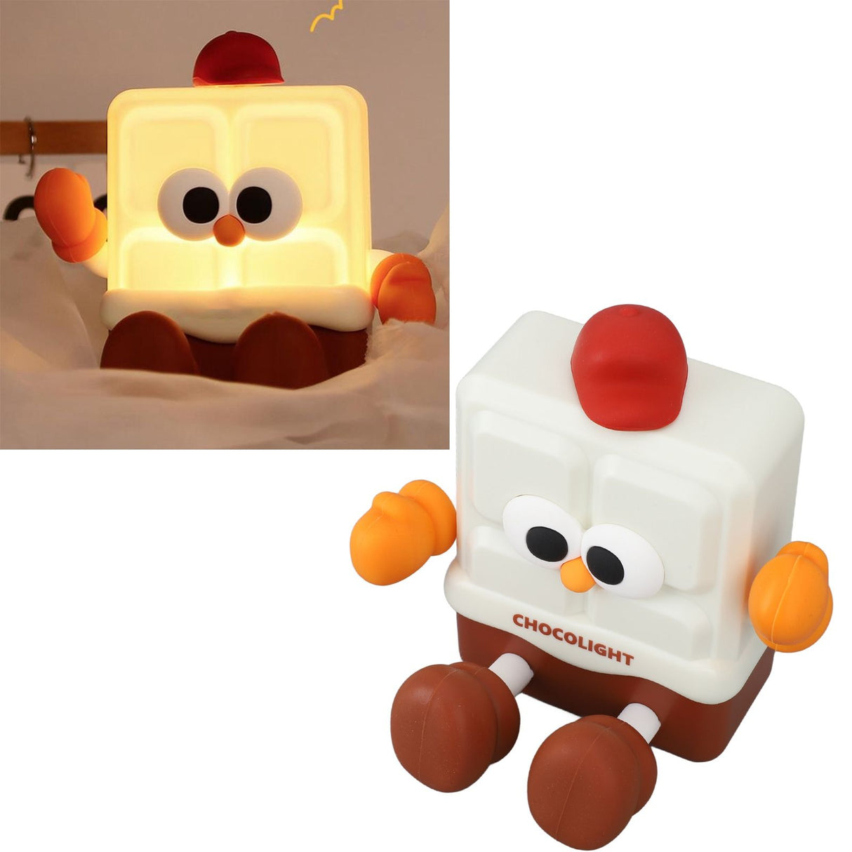 Chocolate Night Light for Kids 30min Timing Baby Silicone LED Night Lamp Rechargeable Kids Night Light Phone Holder Function