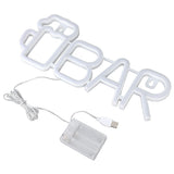 LED Neon Sign BAR Shape Design USB Or Battery Powered High Safety Widely Used Bar Neon Light for Bedroom Party Backyard White BAR - Front View