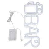LED Neon Sign BAR Shape Design USB Or Battery Powered High Safety Widely Used Bar Neon Light for Bedroom Party Backyard White BAR - Close-Up Angle