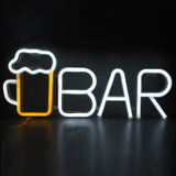 LED Neon Sign BAR Shape Design USB Or Battery Powered High Safety Widely Used Bar Neon Light for Bedroom Party Backyard White BAR