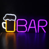 LED Neon Sign BAR Shape Design USB Or Battery Powered High Safety Widely Used Bar Neon Light for Bedroom Party Backyard Purple BAR - Extra Image