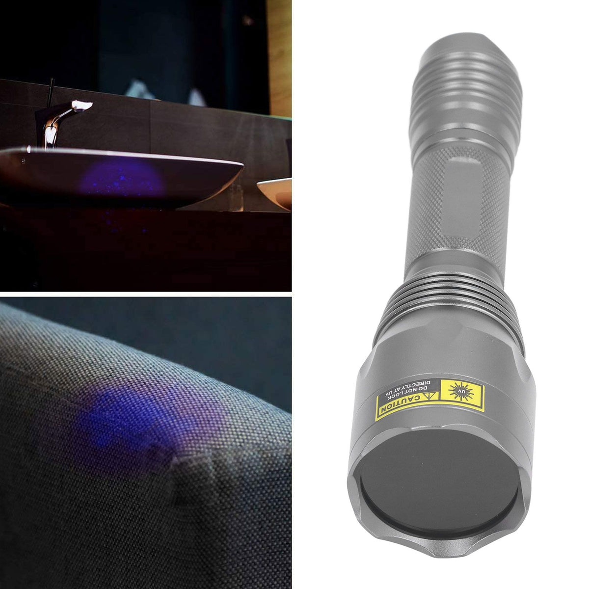UV Flashlight Portable Aluminum Alloy Shell 365nm LED Blacklight Flashlight for Forged Documents Detecting