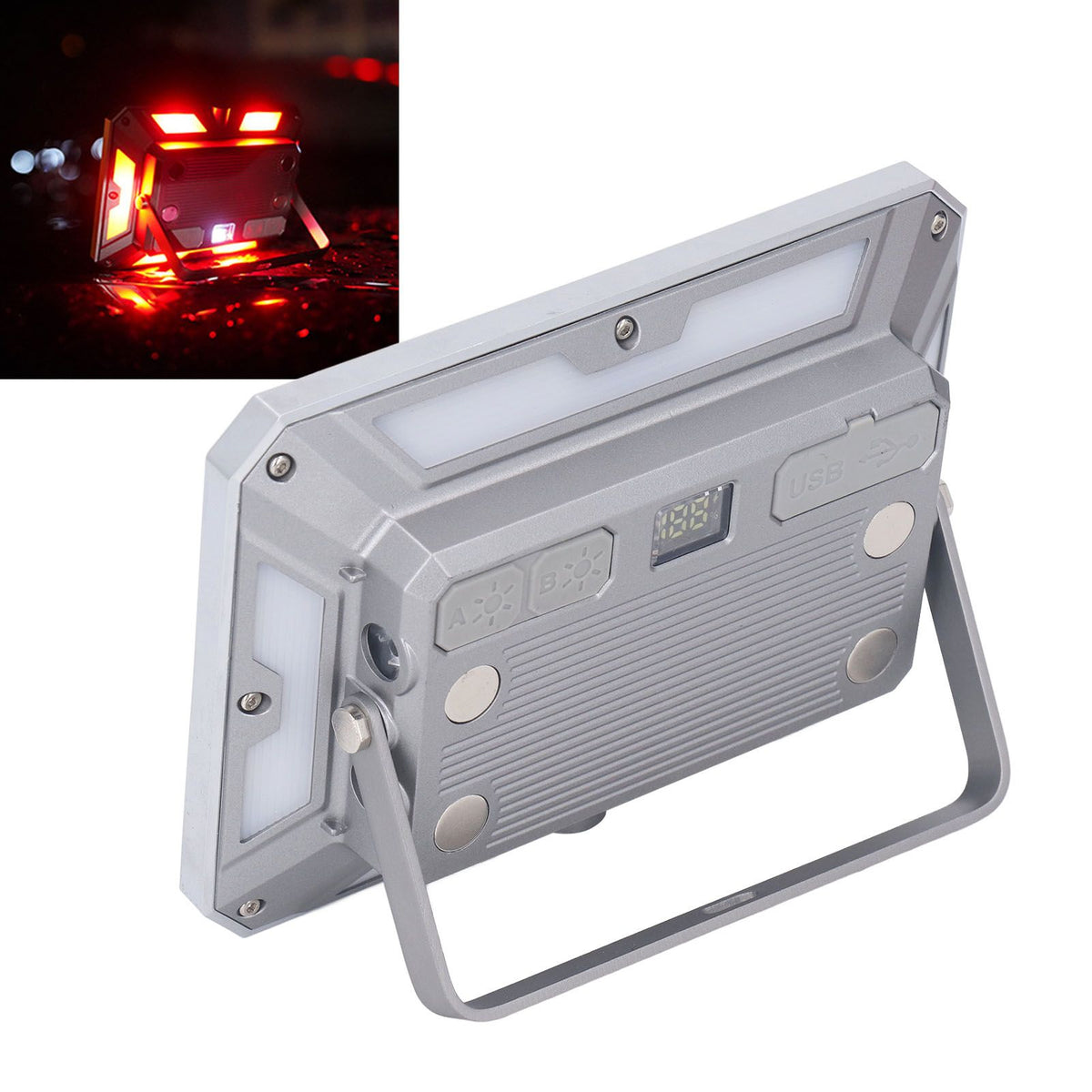 Portable LED Work Light Rechargeable Floodlight IP44 Waterproof Dimming Lamp for Outdoor Camping Hiking Workshop