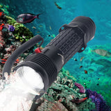 Diving Flashlight LED White Light Underwater Dive Torch IPX8 Waterproof Professional Submersible Flashlight for Deep Sea Emergency