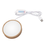 Round Wood Lighted Base Stand USB Powered 3 Color Temperature 10 Level Brightness Button Control LED Display Plate for Glass Crystal Art