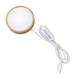 Round Wood Lighted Base Stand USB Powered 3 Color Temperature 10 Level Brightness Button Control LED Display Plate for Glass Crystal Art