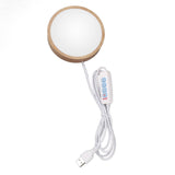 Round Wood Lighted Base Stand USB Powered 3 Color Temperature 10 Level Brightness Button Control LED Display Plate for Glass Crystal Art