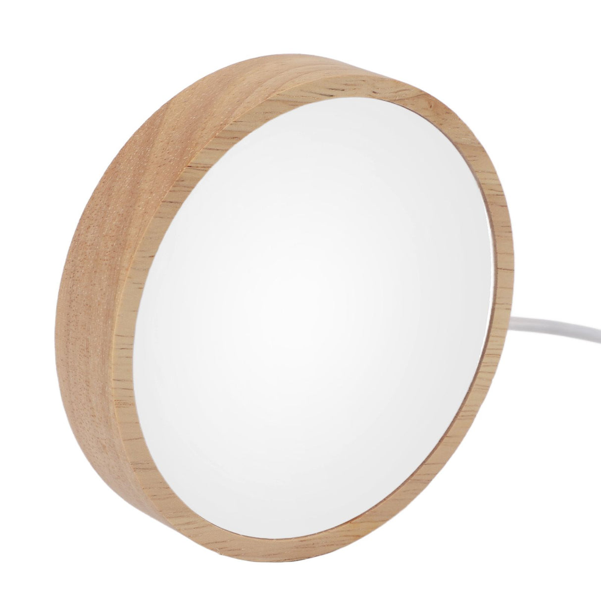 Round Wood Lighted Base Stand USB Powered 3 Color Temperature 10 Level Brightness Button Control LED Display Plate for Glass Crystal Art