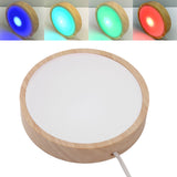 LED Lights Display Base RGB Round Wooden Lighted Base Stand LED Display Stand for Acrylic Glass Resin Art Color Light