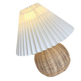 Small Table Lamp Bedside Nightstand Mini Lamp for Bedroom Living Room Side Table Rattan Pleated Aesthetic Vintage Lamp - Top-Down View