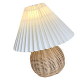 Small Table Lamp Bedside Nightstand Mini Lamp for Bedroom Living Room Side Table Rattan Pleated Aesthetic Vintage Lamp - 45-Degree Angle