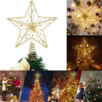 Christmas Tree Topper Star with LED String Light Glitter Christmas Tree Top Star Lamp for Christmas Home Decoration