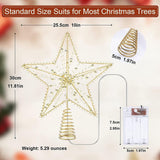 Christmas Tree Topper Star with LED String Light Glitter Christmas Tree Top Star Lamp for Christmas Home Decoration - Top-Down View