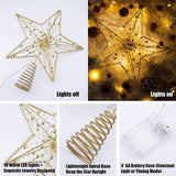 Christmas Tree Topper Star with LED String Light Glitter Christmas Tree Top Star Lamp for Christmas Home Decoration - 45-Degree Angle