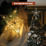 Christmas Tree Topper Star with LED String Light Glitter Christmas Tree Top Star Lamp for Christmas Home Decoration - Extra Image