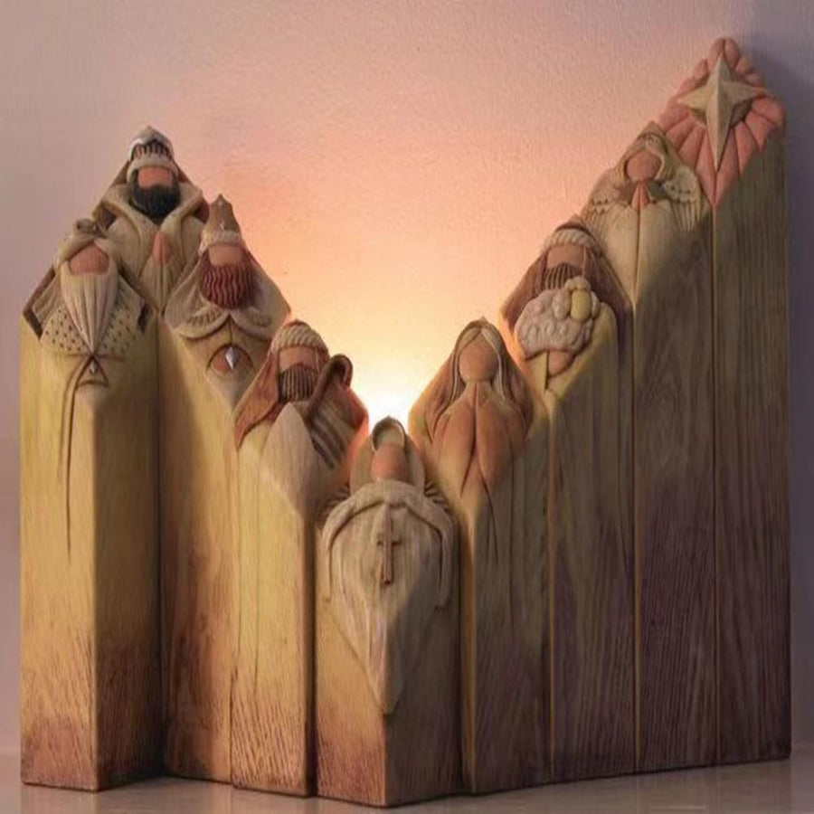 Heaven Nativity Tree Pillar Statue Resin Craft Statues Desktop Ornament Home Office Restaurant Decoration