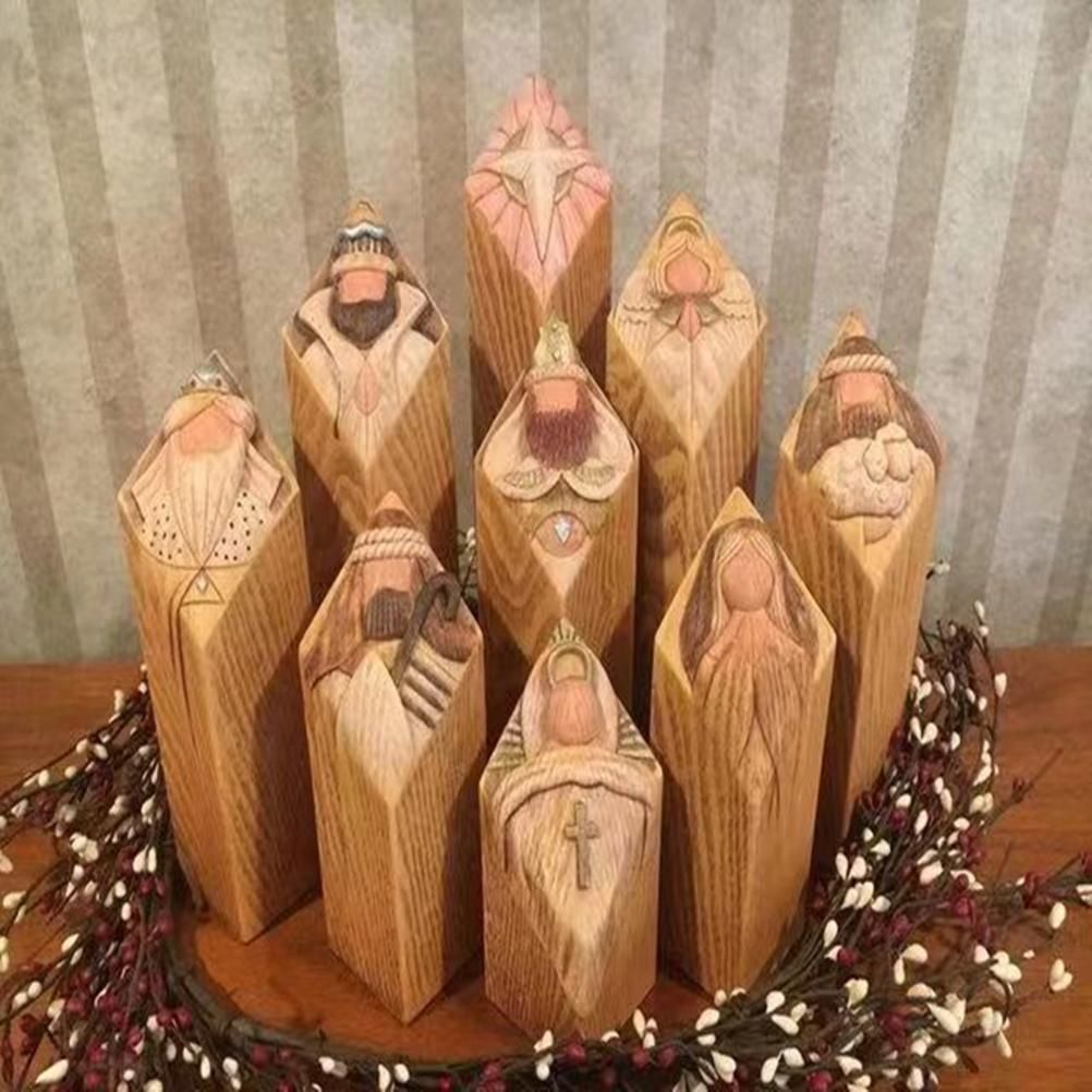 Heaven Nativity Tree Pillar Statue Resin Craft Statues Desktop Ornament Home Office Restaurant Decoration