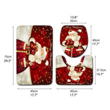 3Pcs Christmas Mat Sets Santa Claus Non Slip Mat Bathroom Doormat Toilet Seat Cover U Shaped Toilet Floor Mat - Front View