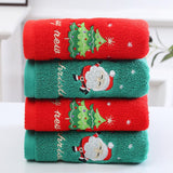 2Pcs Christmas Face Towel Xmas Red Santa Claus New Year Gift Washing Towel Hand Face Cloth Towel for Home Bathroom - Front View