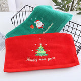 2Pcs Christmas Face Towel Xmas Red Santa Claus New Year Gift Washing Towel Hand Face Cloth Towel for Home Bathroom