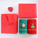 2Pcs Christmas Face Towel Xmas Red Santa Claus New Year Gift Washing Towel Hand Face Cloth Towel for Home Bathroom - 45-Degree Angle