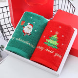 2Pcs Christmas Face Towel Xmas Red Santa Claus New Year Gift Washing Towel Hand Face Cloth Towel for Home Bathroom