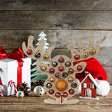 Christmas Advent Countdown Calendar Wooden Xmas Tree Deer Head Shaped Stand Chocolate Candy Display Stand with 24 Hole for Party Decoration