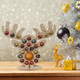 Christmas Advent Countdown Calendar Wooden Xmas Tree Deer Head Shaped Stand Chocolate Candy Display Stand with 24 Hole for Party Decoration
