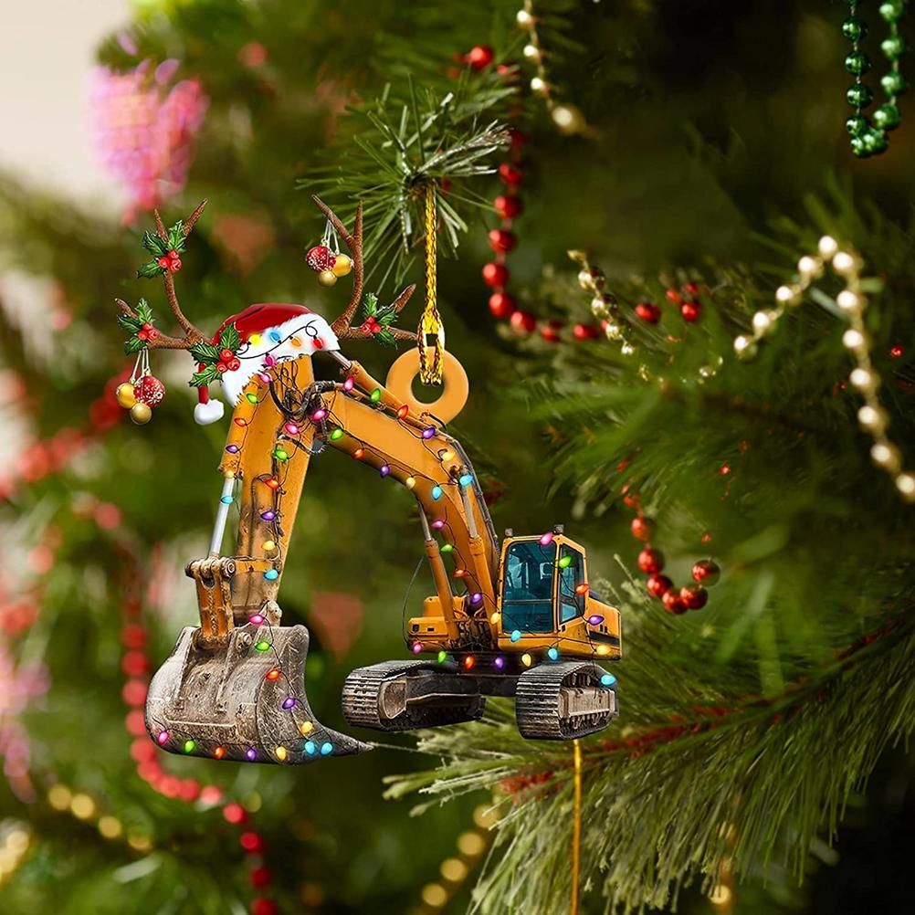 Christmas Tree Pendant Hanging Decoration Gift Personalized Fire Truck Vehicle Truck Boat Excavator Pendant