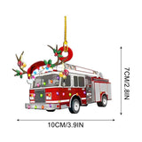 Christmas Tree Pendant Hanging Decoration Gift Personalized Fire Truck Vehicle Truck Boat Excavator Pendant - Front View