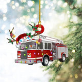 Christmas Tree Pendant Hanging Decoration Gift Personalized Fire Truck Vehicle Truck Boat Excavator Pendant - Side View