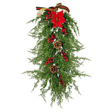 Christmas Pine Branch Garland Winter Red Berries Mixed Pine Cones Christmas Hanging Pendant For Front Door Fireplaces Home