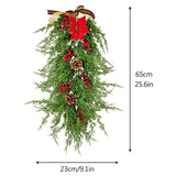 Christmas Pine Branch Garland Winter Red Berries Mixed Pine Cones Christmas Hanging Pendant For Front Door Fireplaces Home - Front View