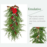 Christmas Pine Branch Garland Winter Red Berries Mixed Pine Cones Christmas Hanging Pendant For Front Door Fireplaces Home - Side View