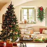 Christmas Pine Branch Garland Winter Red Berries Mixed Pine Cones Christmas Hanging Pendant For Front Door Fireplaces Home