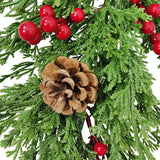 Christmas Pine Branch Garland Winter Red Berries Mixed Pine Cones Christmas Hanging Pendant For Front Door Fireplaces Home - 45-Degree Angle