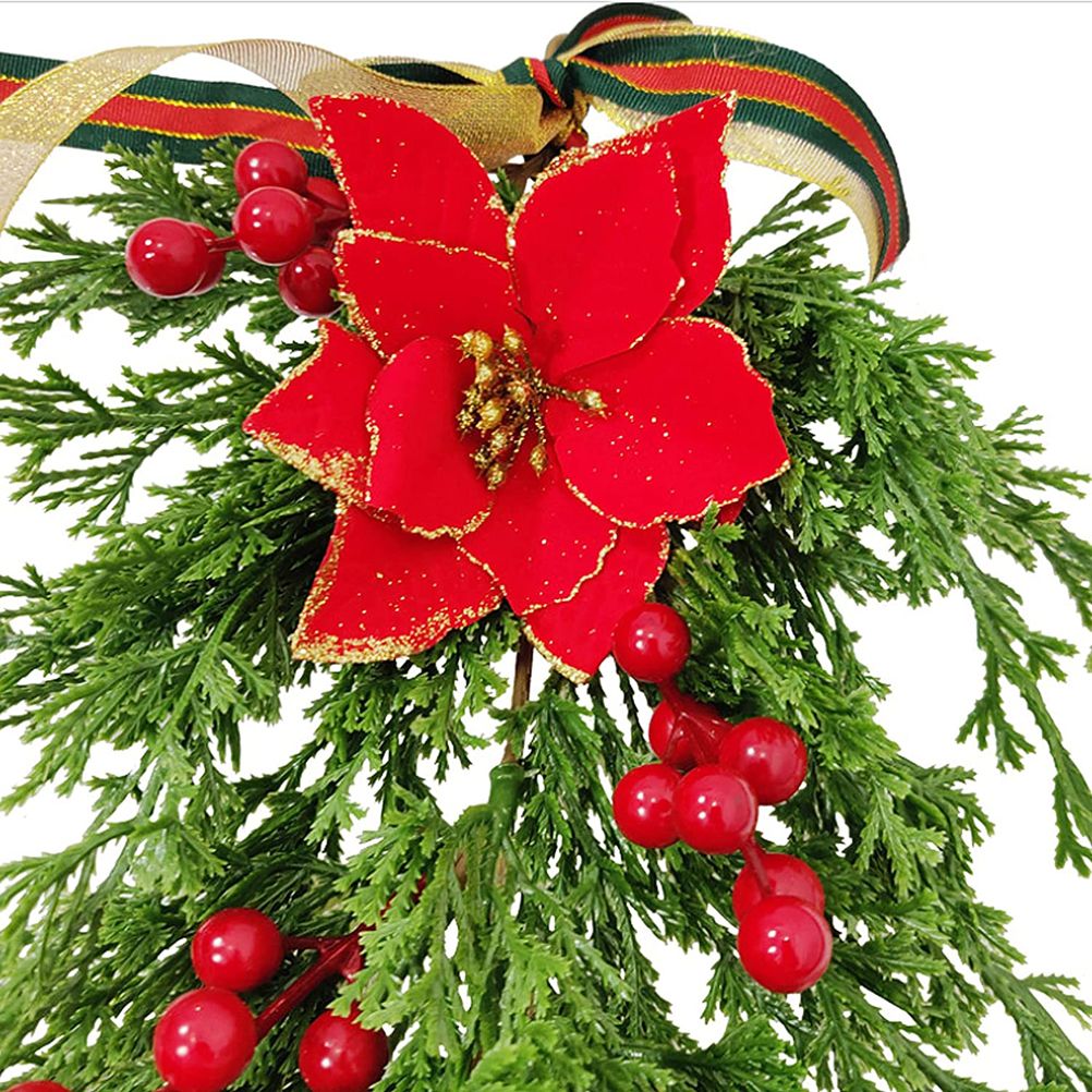 Christmas Pine Branch Garland Winter Red Berries Mixed Pine Cones Christmas Hanging Pendant For Front Door Fireplaces Home