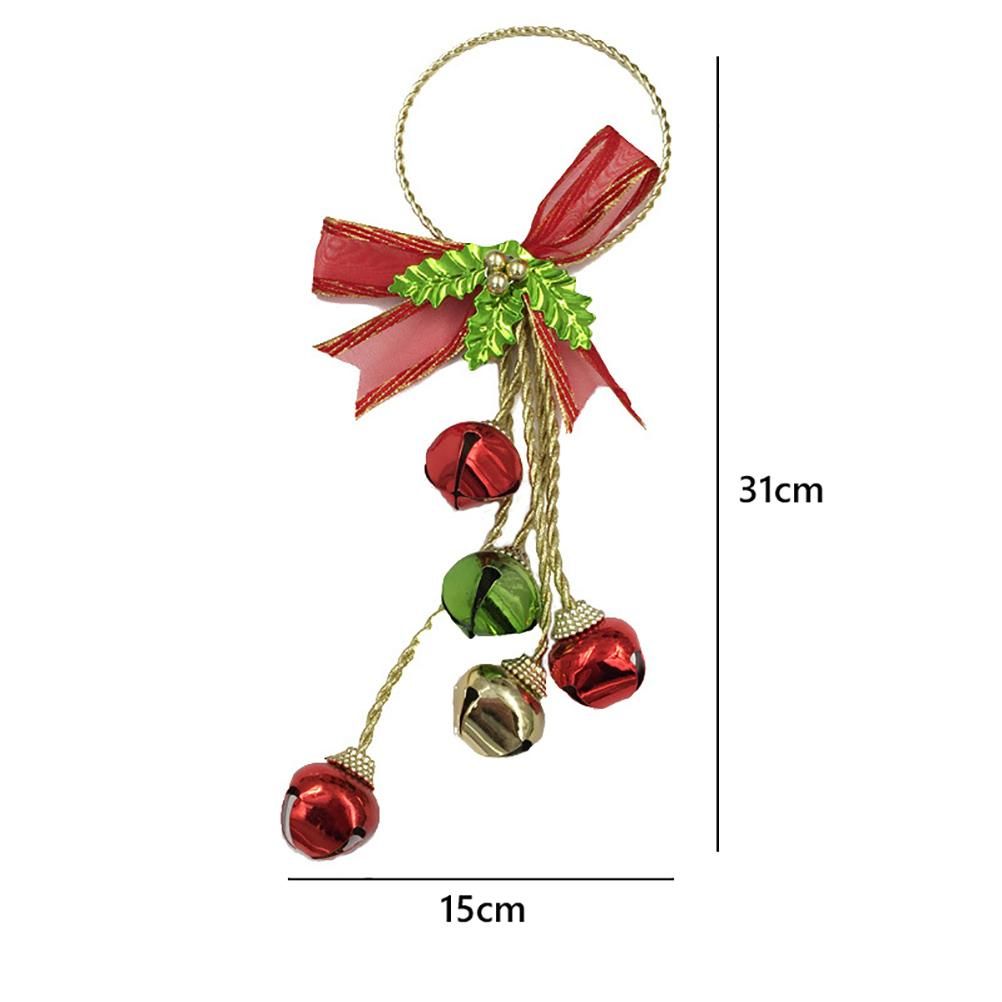 Christmas Ornaments with Bow Christmas Metal Bell Hanging Pendant Xmas Tree Door Hanger