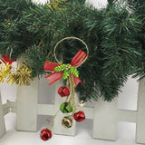 Christmas Ornaments with Bow Christmas Metal Bell Hanging Pendant Xmas Tree Door Hanger - Top-Down View