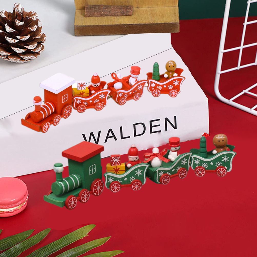 Christmas Wooden Four Section Small Train Christmas Tree Decoration The Perfect Xmas Themed Toy Gift