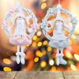 Christmas Cute Angel Rattan Ring Wreath Front Door Wreath Home Wall Hanging Pendant Holiday Decor