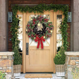 Christmas Wreath with Jesus Red Berry Pine Cone Nativity Scene LED Lights String Wreath Mixed Holiday Decorations
