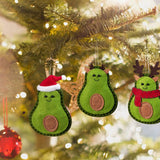 3Pcs Christmas Avocado Green Doll Pendant Christmas Tree Hanging Decoration For Home Door Window Felt Ornaments - Top-Down View
