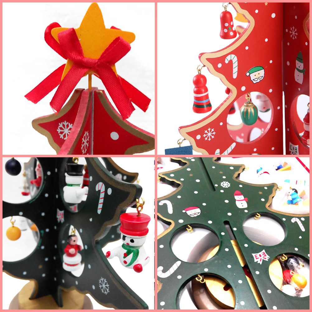 Desktop Christmas Tree Decoration Mini Wooden DIY Christmas Tree Ornaments Children Gift