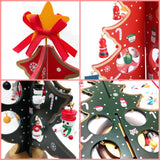 Desktop Christmas Tree Decoration Mini Wooden DIY Christmas Tree Ornaments Children Gift - Side View