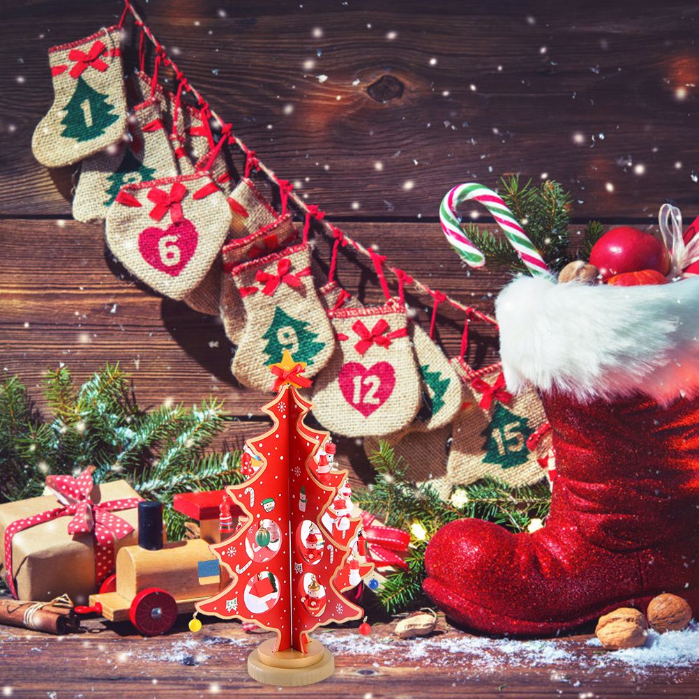 Desktop Christmas Tree Decoration Mini Wooden DIY Christmas Tree Ornaments Children Gift