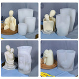 Portrait Aromatherapy Candle Molds Reusable DIY Couple Candle Mold Family Couple Silicone Mold - Rear View