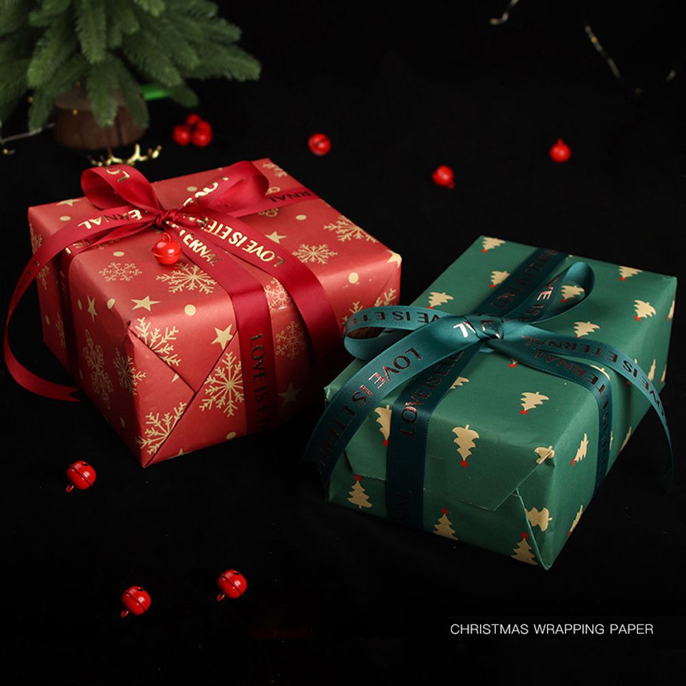 Christmas Kraft Wrapping Paper Christmas Elements Collection Double Sided Wrapping Paper Christmas Gift Box Decoration